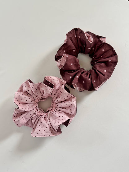 Scrunchie - Polka Brown & Pink