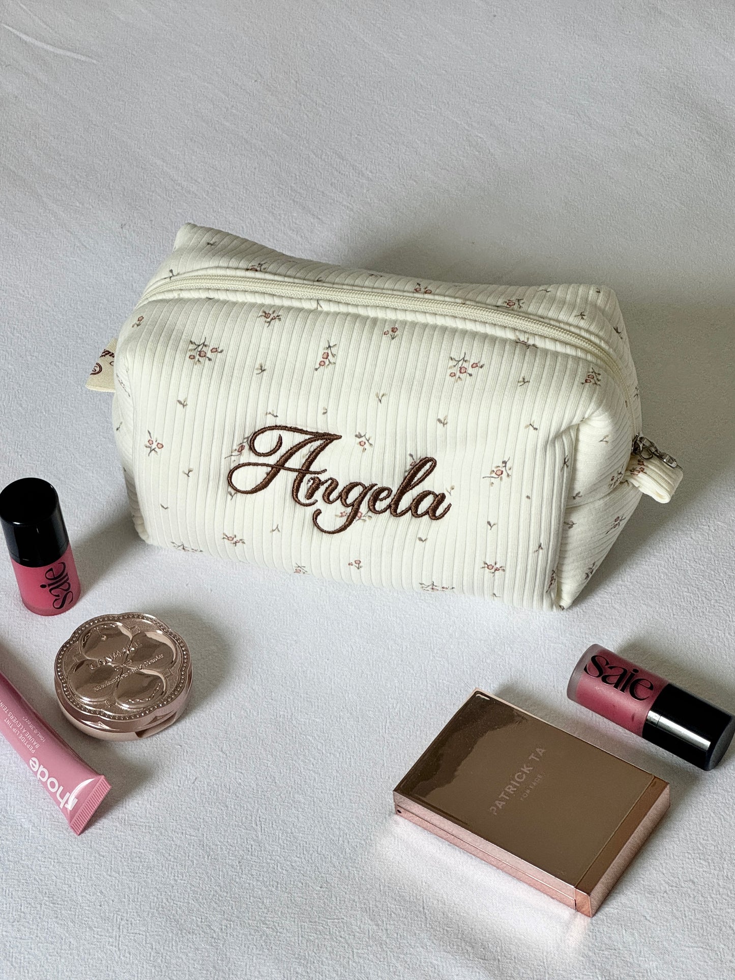 Makeup Pouch - Cottage Blossom - Custom Name