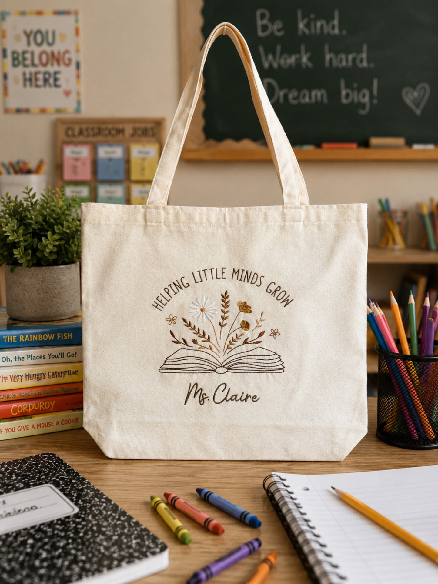 Tote - "Helping Little Minds Grow" - Customizable