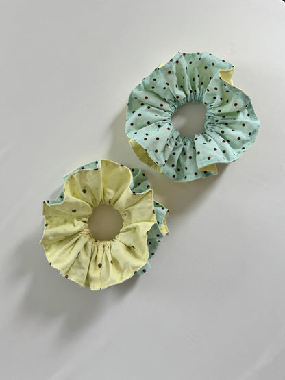 Scrunchie - Polka Yellow & Blue