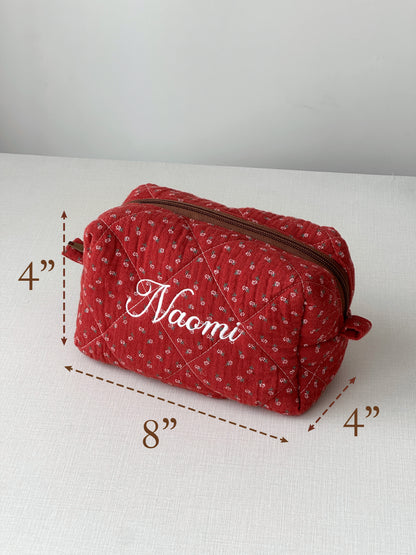 Makeup Pouch - Red Clover - Custom Name