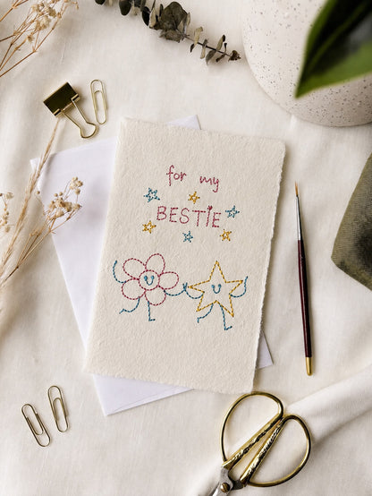 Embroidered Card - For My Bestie