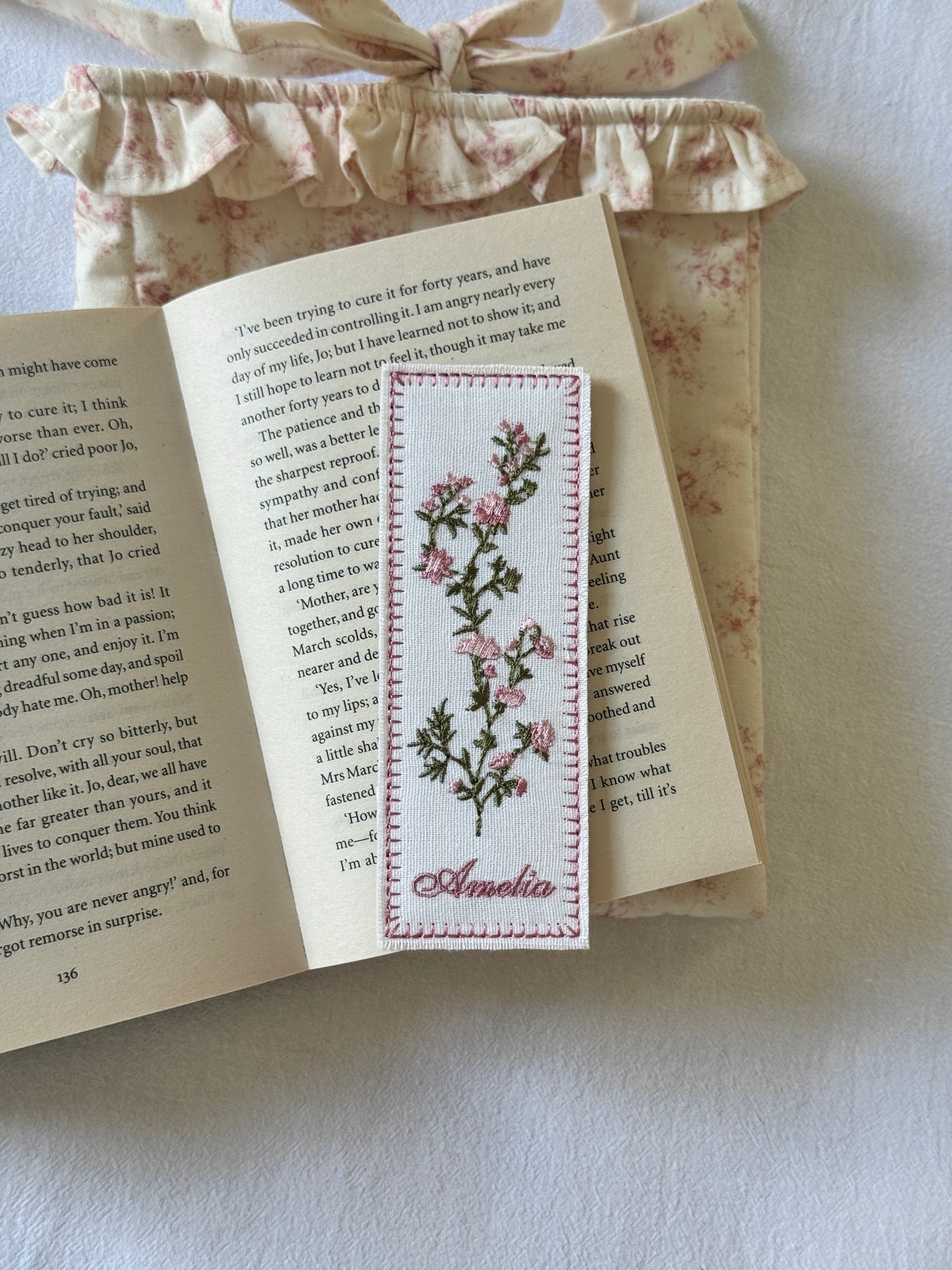 Embroidered Bookmark - Poetic Bloom