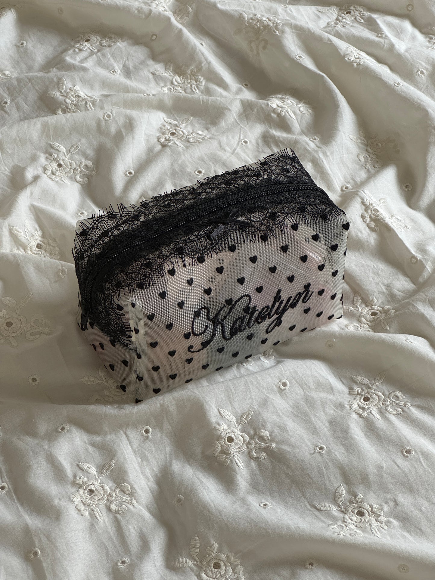 Makeup Pouch - Pretty in Lace - Custom Name