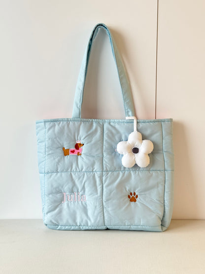 Personalized Puffer Shoulder Bag with Embroidered Name & Text - 18x15 inches