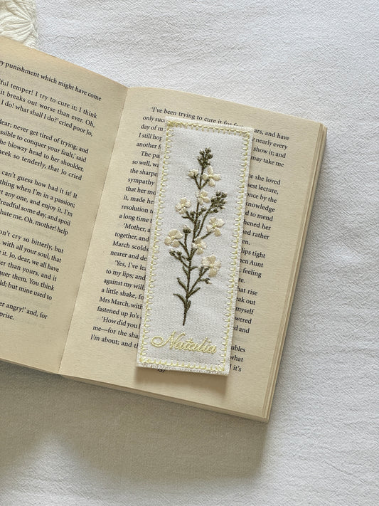 Embroidered Bookmark - White Garden