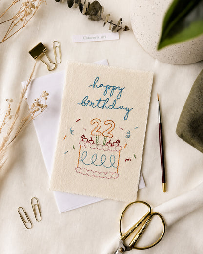 Embroidered Card - Happy Birthday