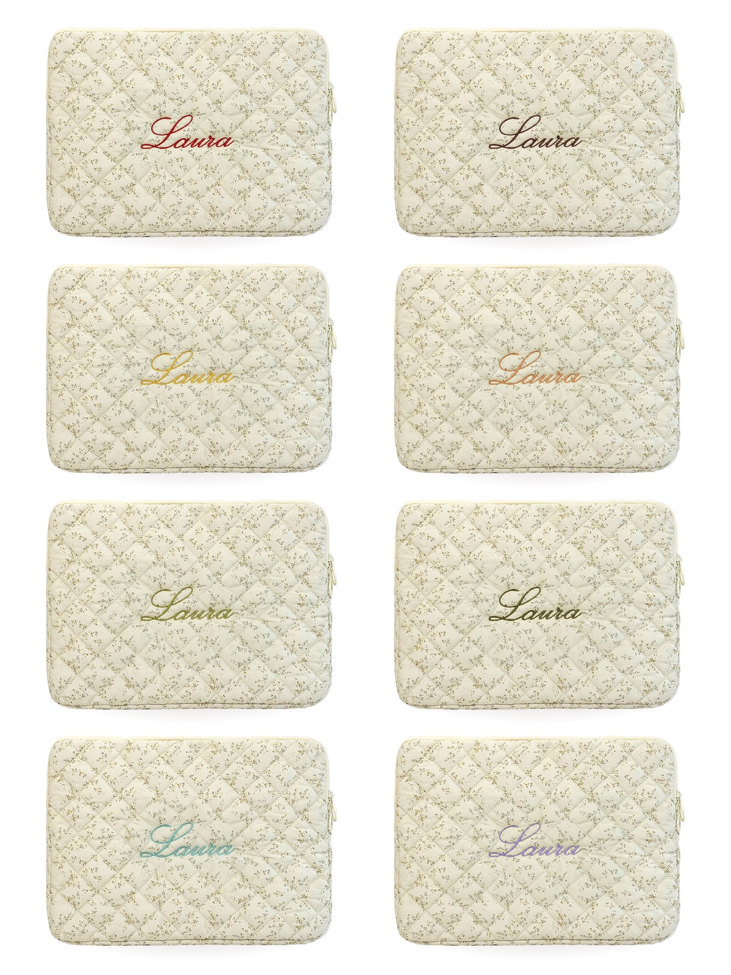 Laptop Sleeve - Ivory Blossom - Custom Name