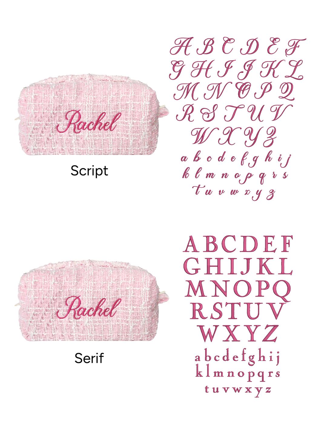 Makeup Pouch - Blush Tweed - Custom Name