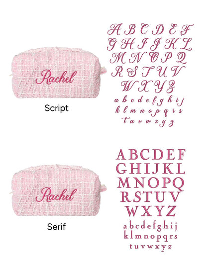 Makeup Pouch - Blush Tweed - Custom Name