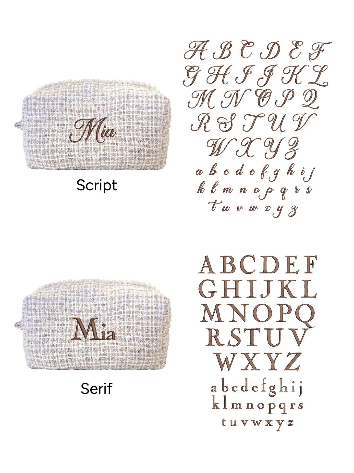 Makeup Pouch - Ivory Pearl - Custom Name