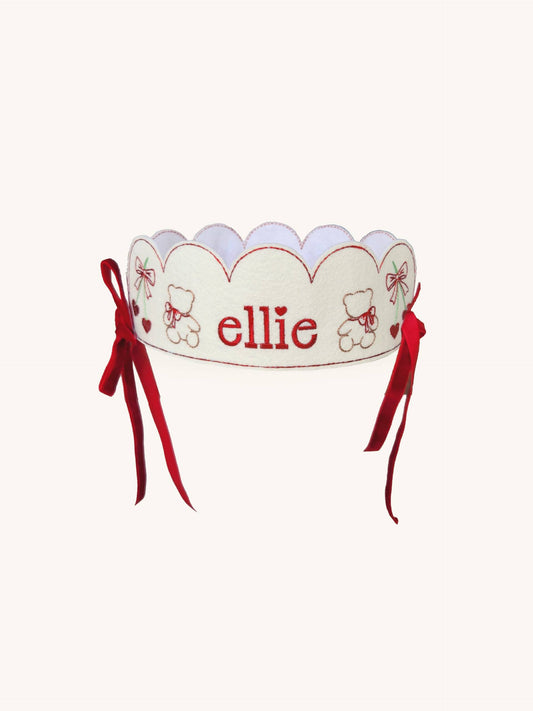 Embroidered Crown - Cherry Bear
