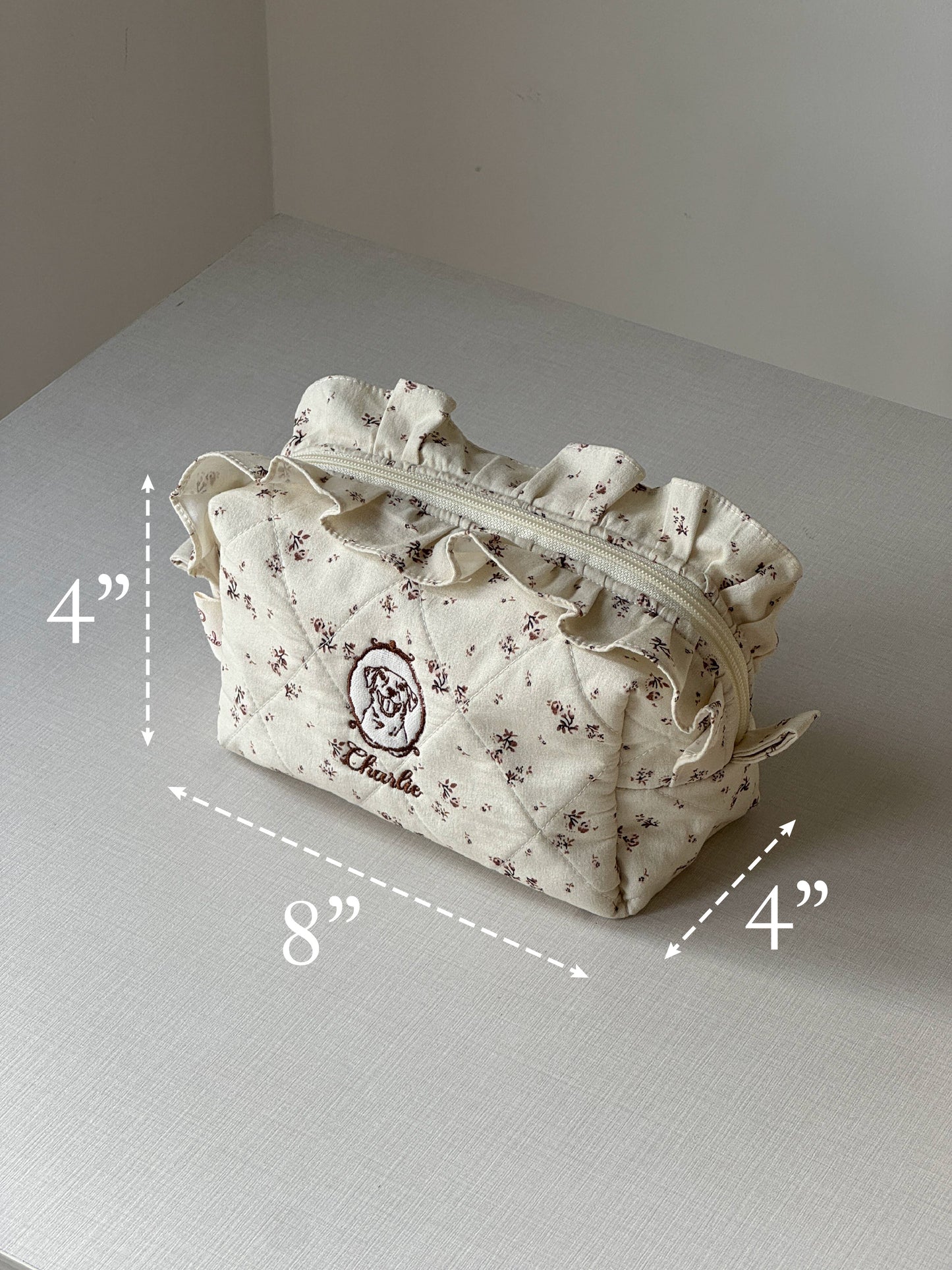Makeup Pouch - Vintage Bloom - Custom Pet Image