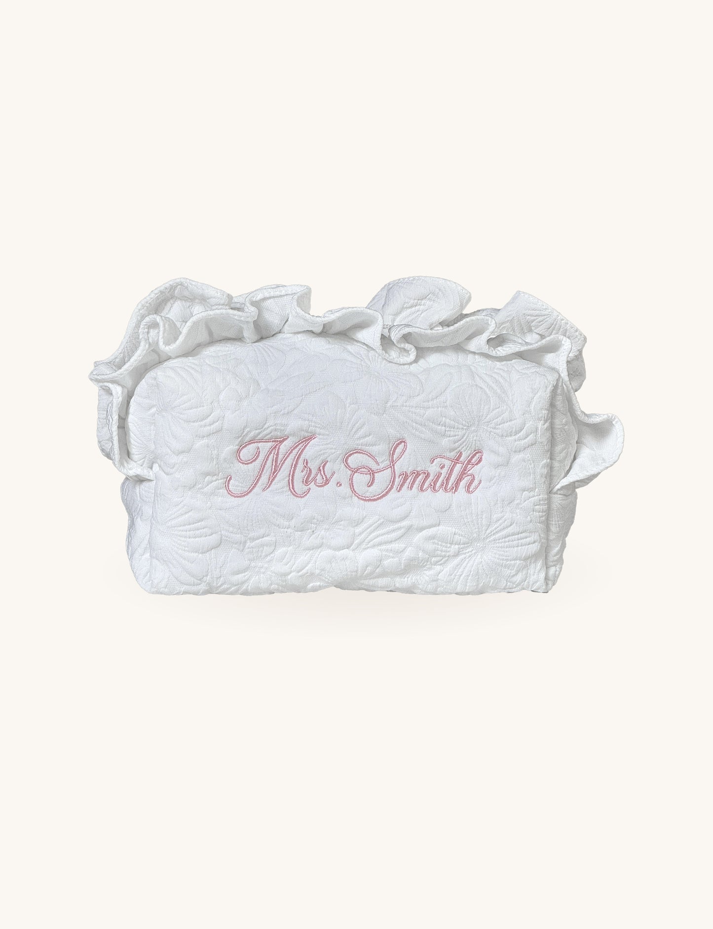 Makeup Pouch - White Garden 2 - Custom Name