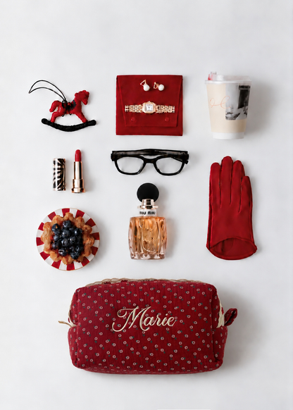 Makeup Pouch - Vintage Berry - Custom Name