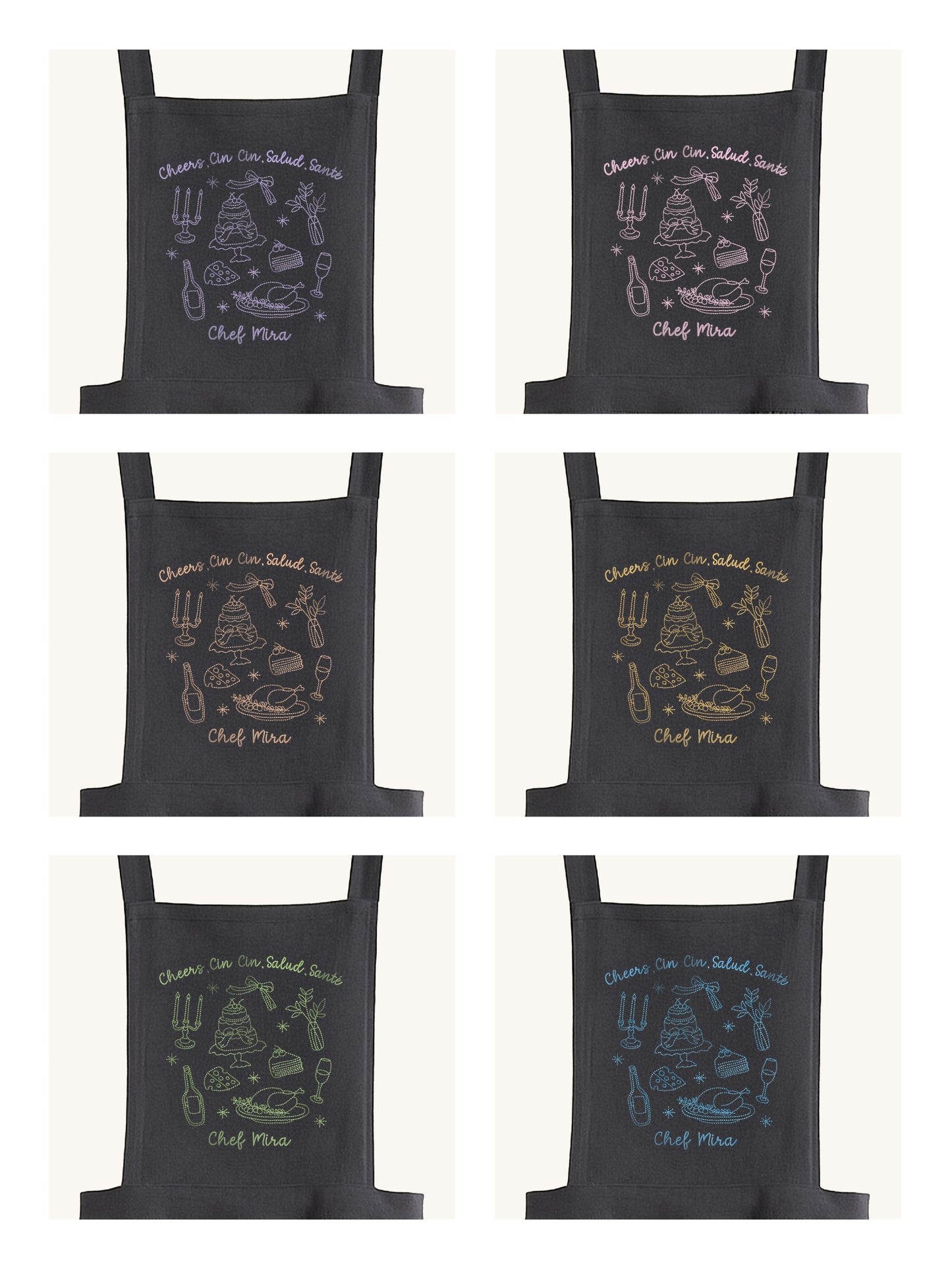 Apron - "Cheers. Cin Cin. Salud. Santé" - Customizable