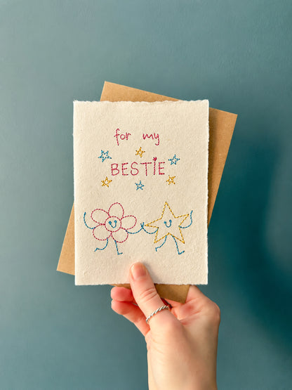 Embroidered Card - For My Bestie