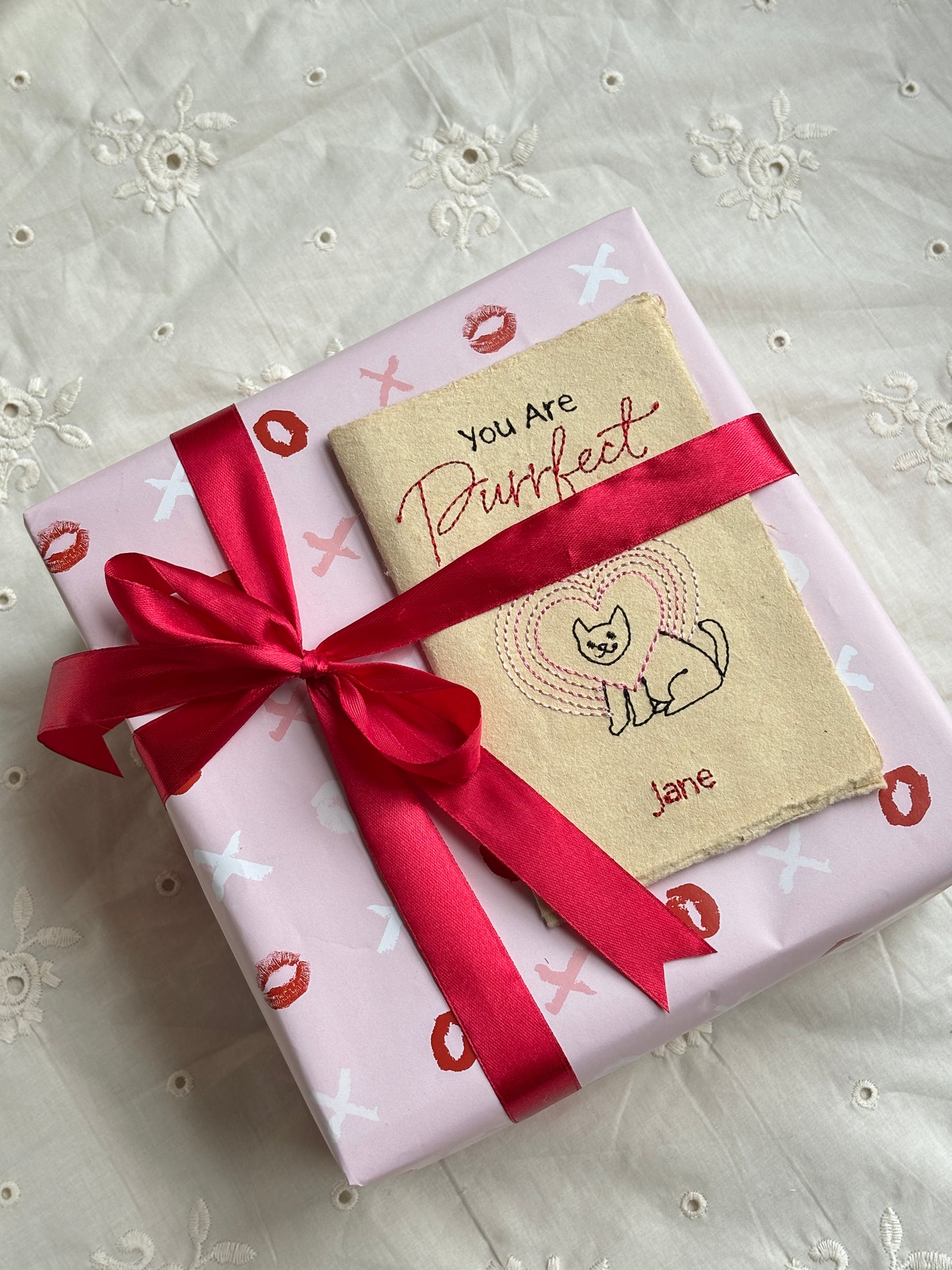 Embroidered Love Card - Purrfect