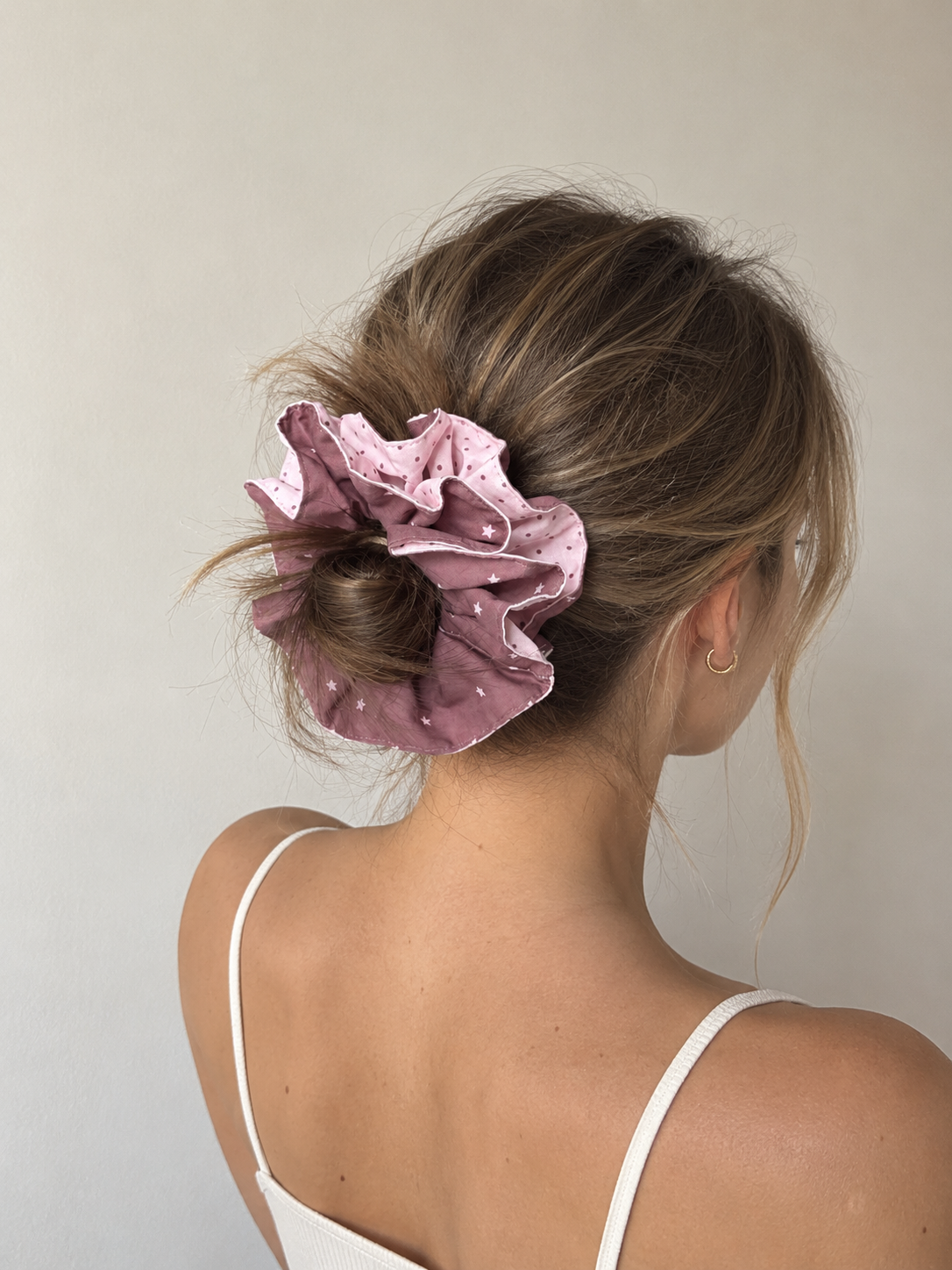 Scrunchie - Polka Brown & Pink