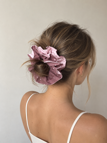 Scrunchie - Polka Brown & Pink