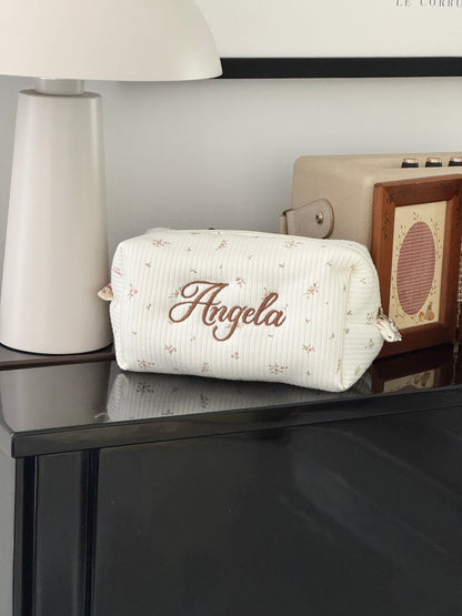 Makeup Pouch - Cottage Blossom - Custom Name