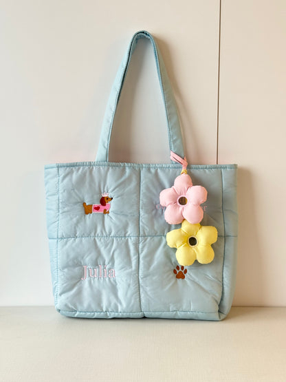 Personalized Puffer Shoulder Bag with Embroidered Name & Text - 18x15 inches