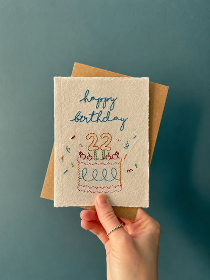 Embroidered Card - Happy Birthday