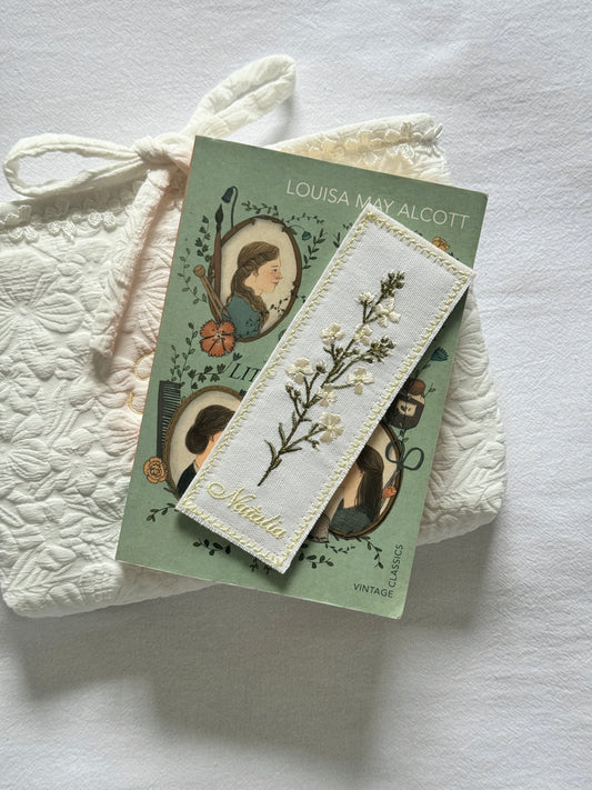 Embroidered Bookmark - White Garden
