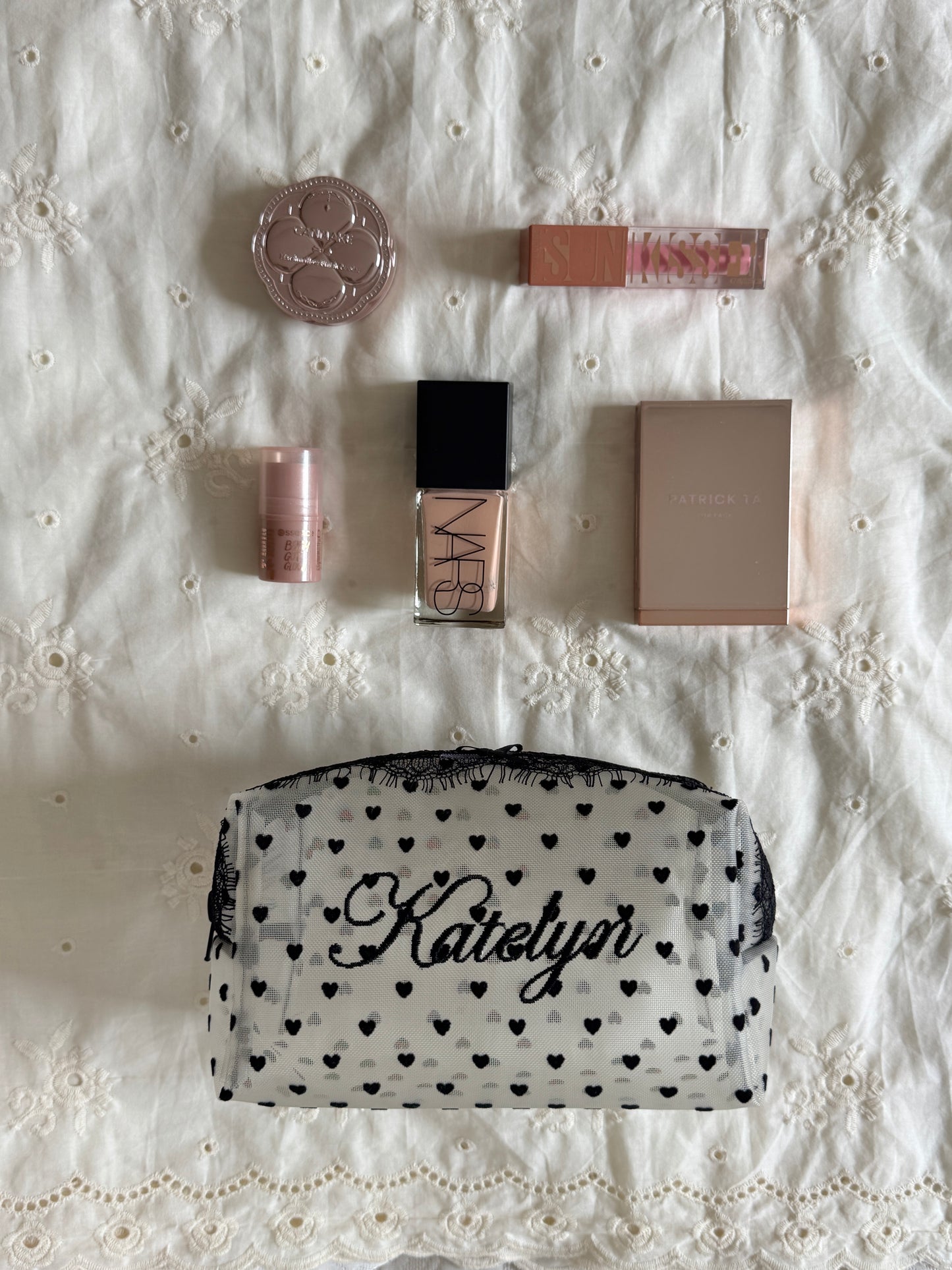 Makeup Pouch - Pretty in Lace - Custom Name