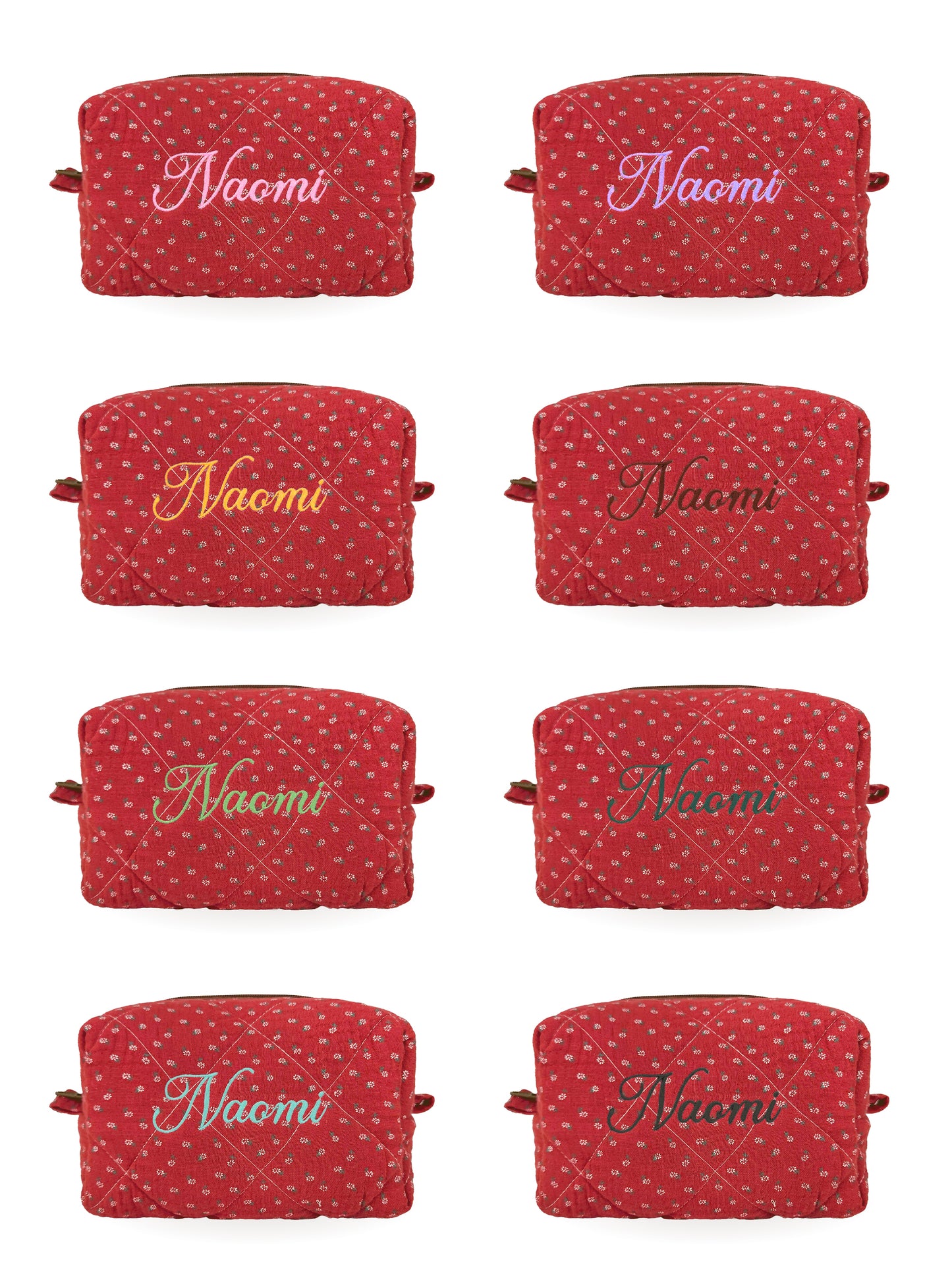 Makeup Pouch - Red Clover - Custom Name