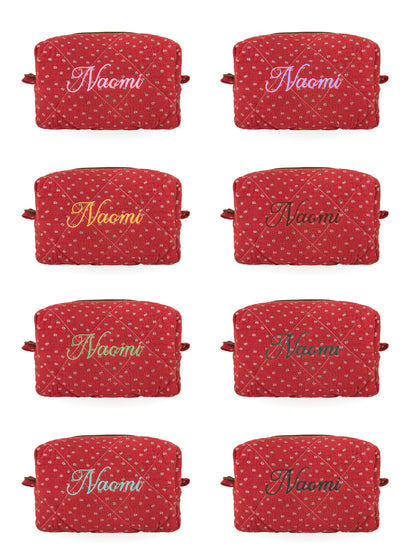 Makeup Pouch - Red Clover - Custom Name