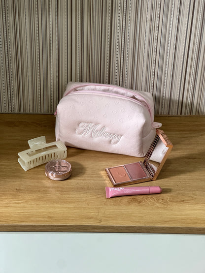 Makeup Pouch - Soft Heart - Custom Name