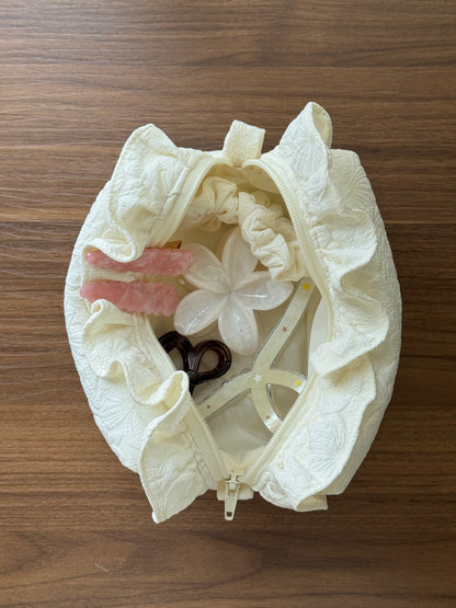 Makeup Pouch - White Garden 2 - Custom Name