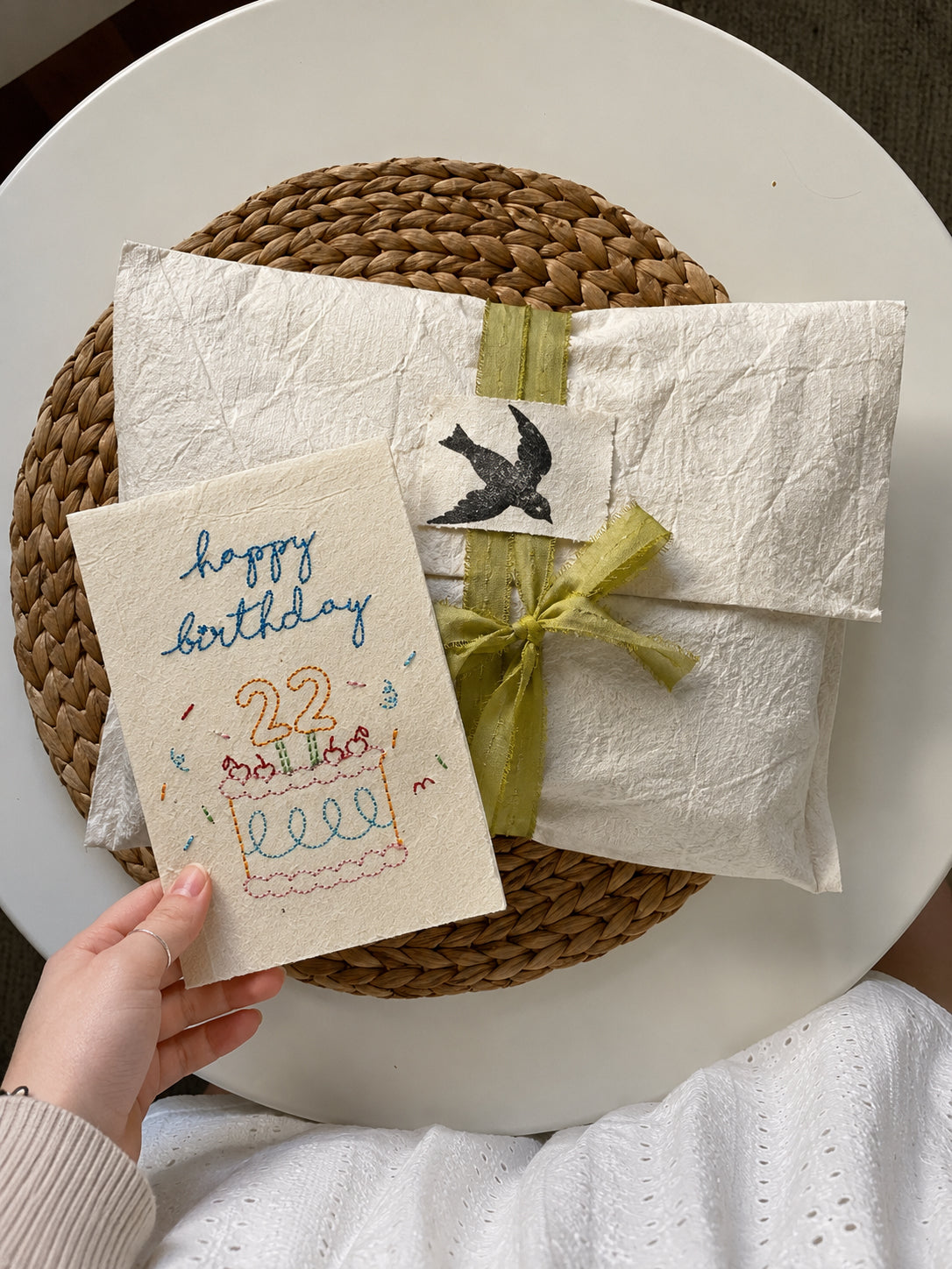Embroidered Card - Happy Birthday