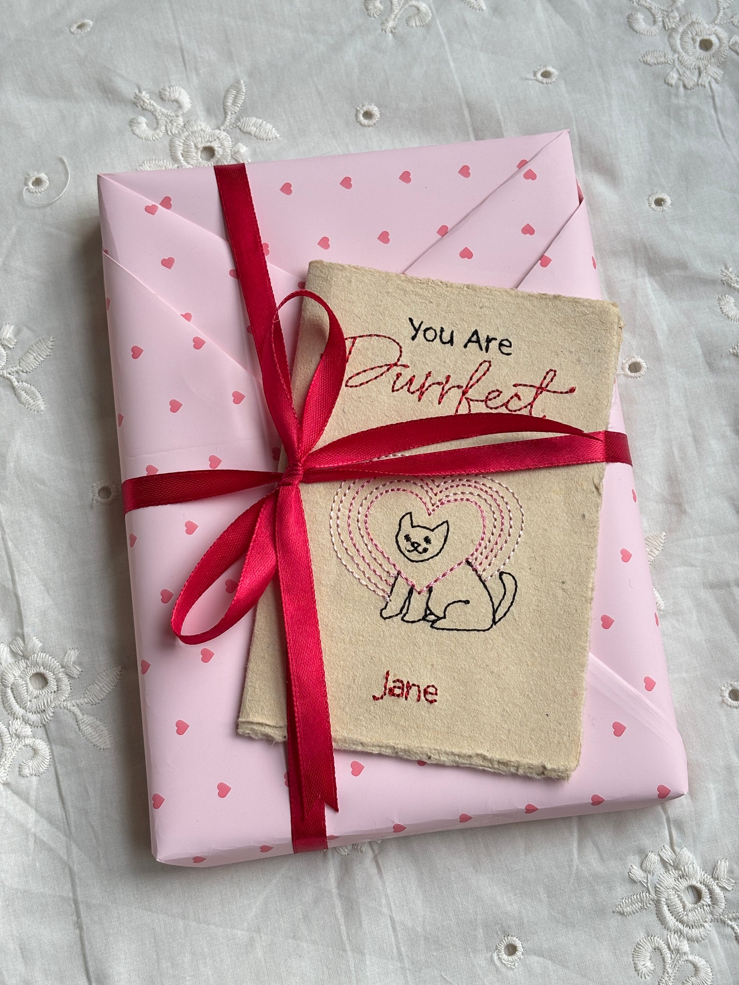 Embroidered Love Card - Purrfect
