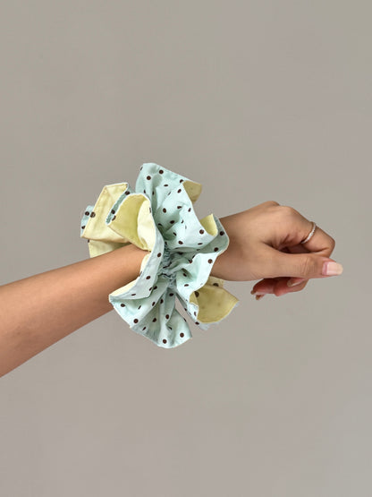 Scrunchie - Polka Yellow & Blue