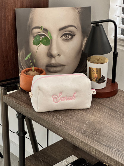 Makeup Pouch - Blush Hearts - Custom Name