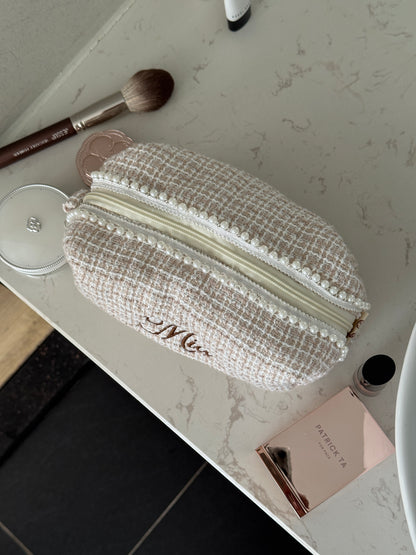 Makeup Pouch - Ivory Pearl - Custom Name