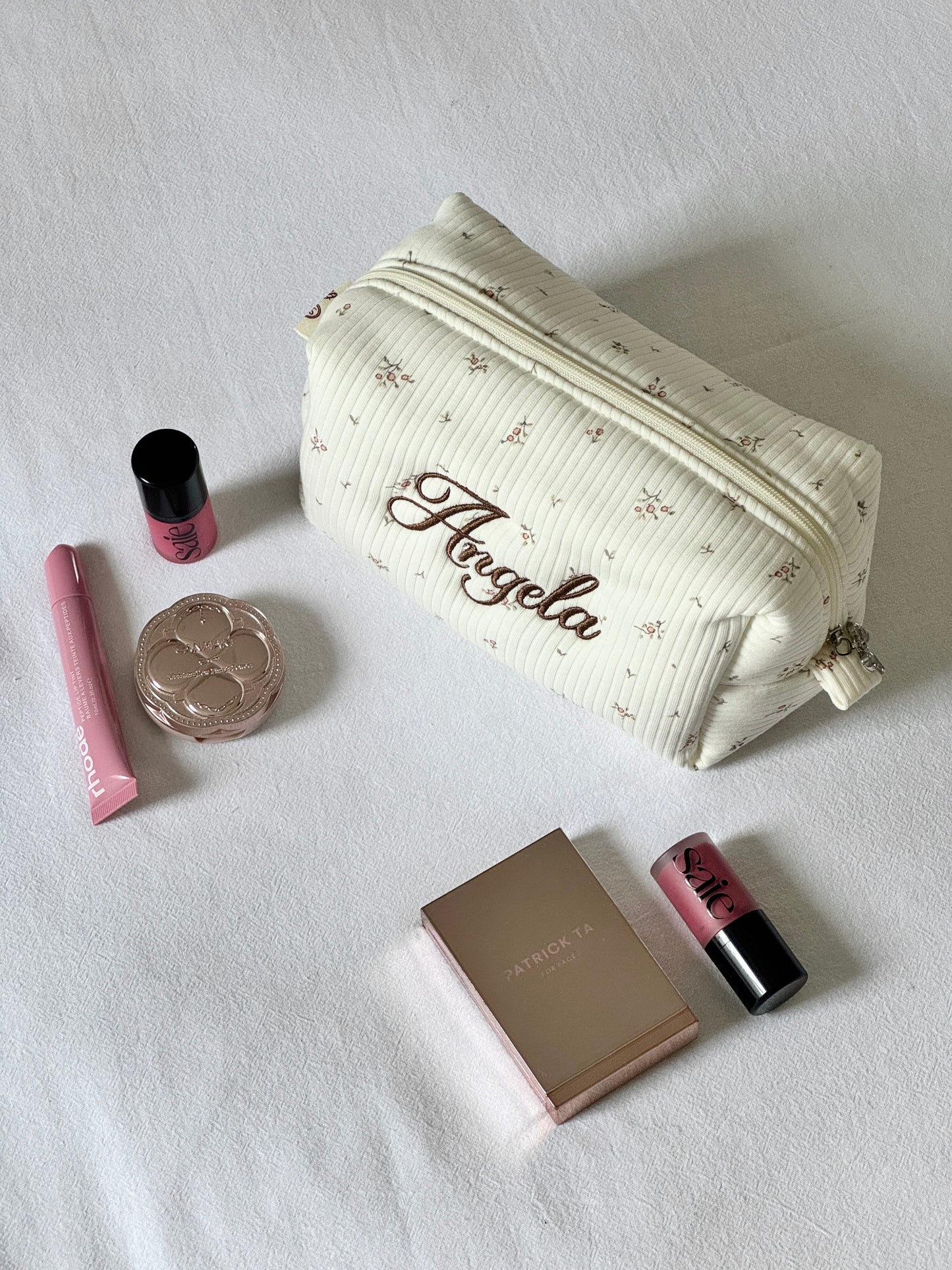 Makeup Pouch - Cottage Blossom - Custom Name