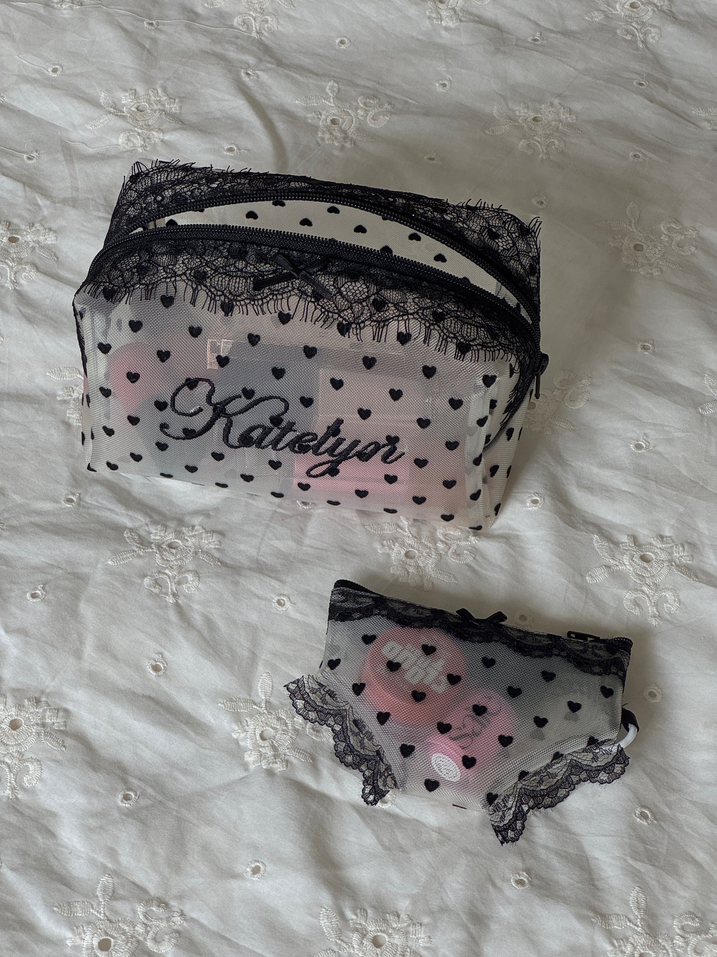 Makeup Pouch - Pretty in Lace - Custom Name