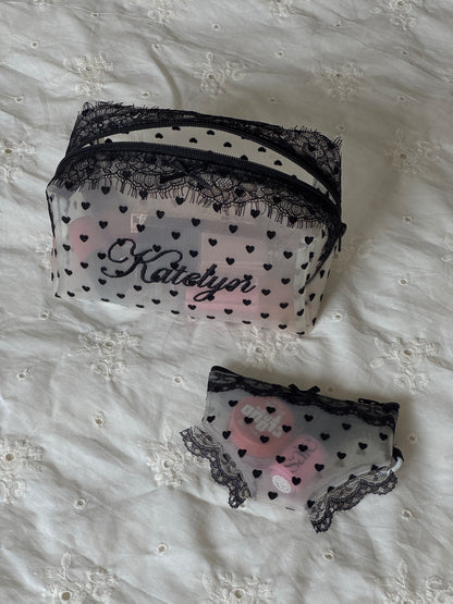 Makeup Pouch - Pretty in Lace - Custom Name