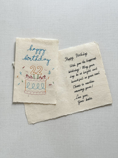 Embroidered Card - Happy Birthday