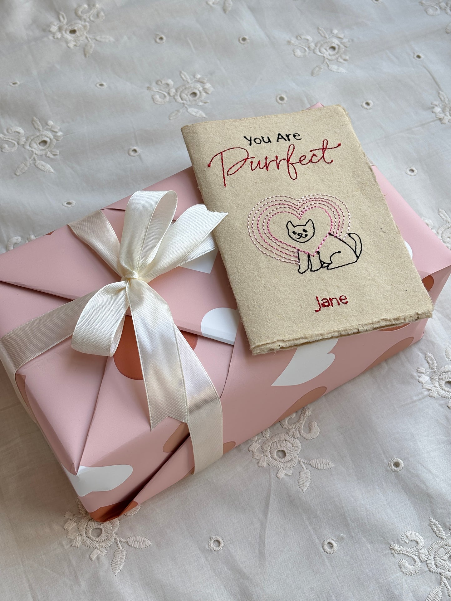 Embroidered Love Card - Purrfect