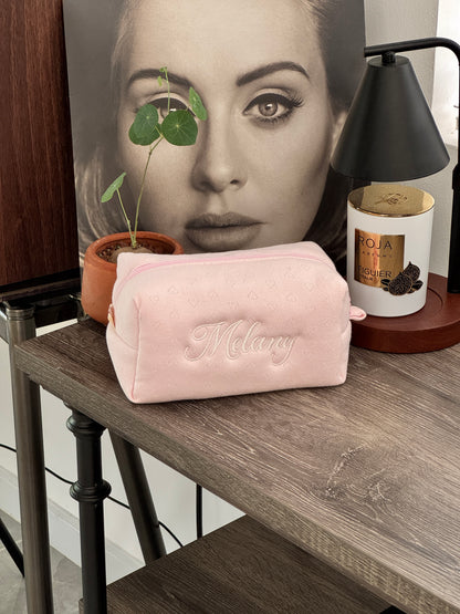 Makeup Pouch - Soft Heart - Custom Name