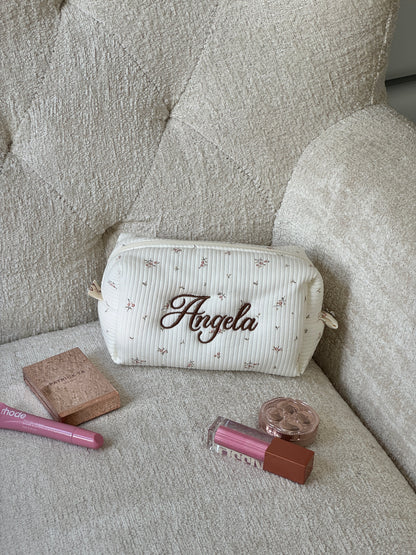 Makeup Pouch - Cottage Blossom - Custom Name