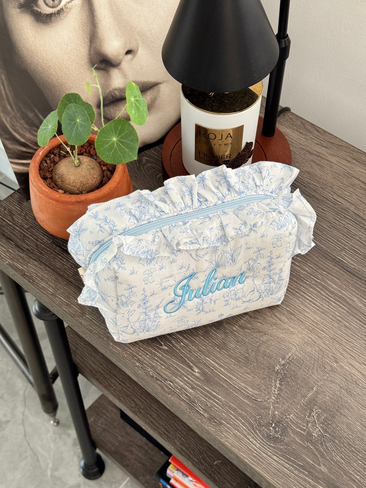 Makeup Pouch - Woodland Toile - Custom Name