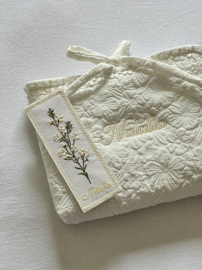 Embroidered Bookmark - White Garden