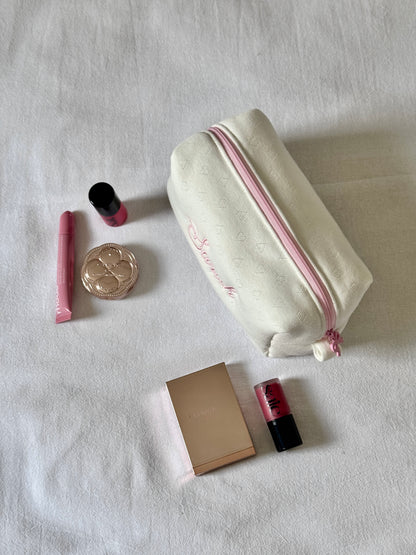 Makeup Pouch - Blush Hearts - Custom Name