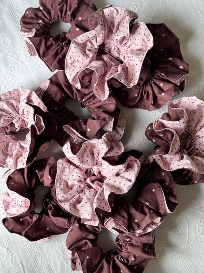 Scrunchie - Polka Brown & Pink