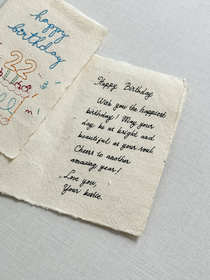 Embroidered Card - Happy Birthday